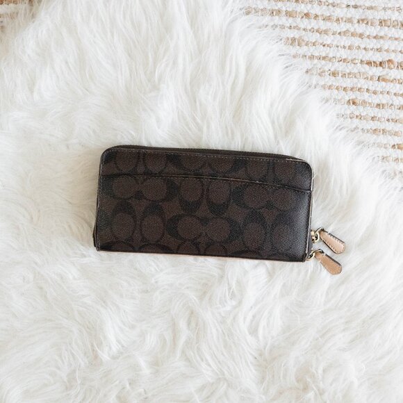 Coach Peyton Long Zip Around Wallet F50180 Signature CC Accordion Brown Tan - Picture 4 of 12